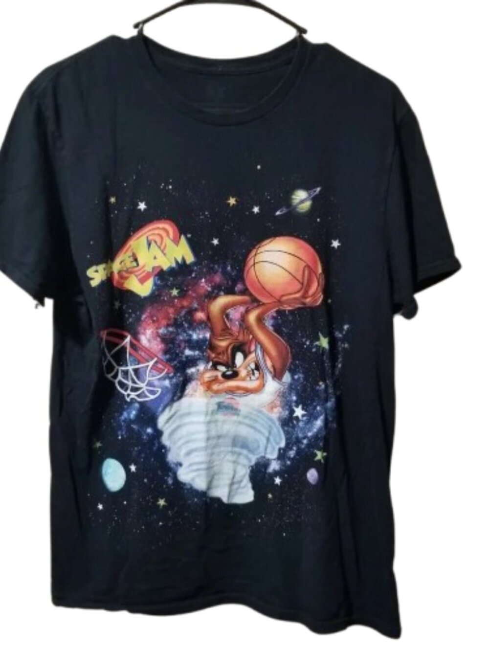 Space Jam Black T Shirt Tazmanian Devil Basketball Men's Medium